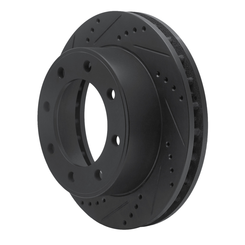 Ford F-250 Super Duty Brake Rotor (1) - Front Left - R1 Concepts - Drilled & Slotted - Black - `99-`05
